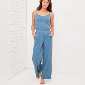 UpWest Blue Cotton Wide Leg Jumpsuit with Pockets | Small